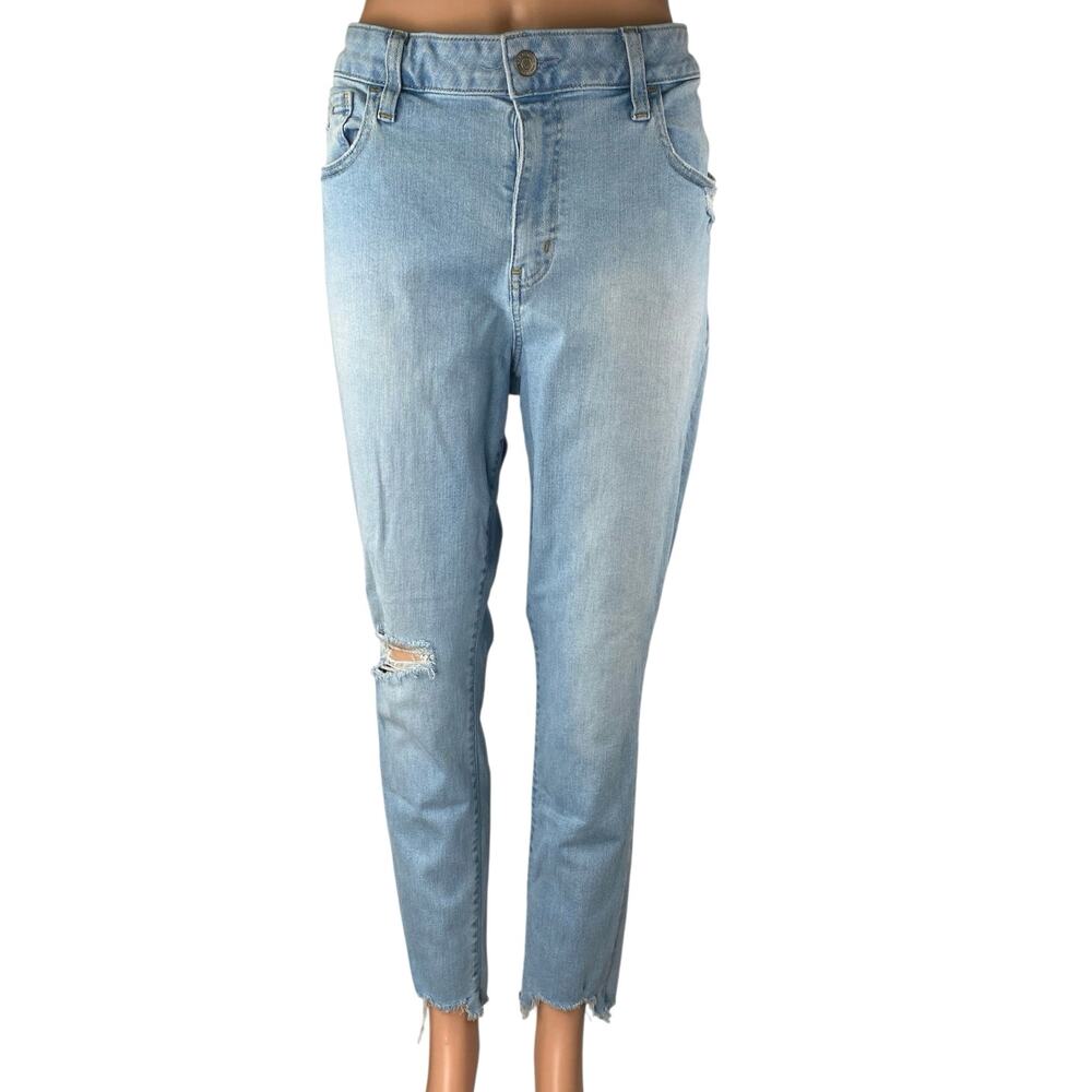 Gap Universal Jegging Blue Light Wash Distressed Raw Hem Skinny Denim Jeans 34